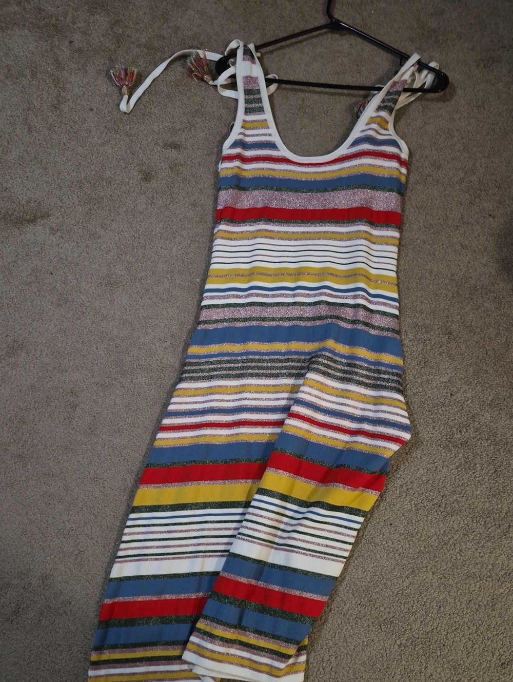Veronica Beard Striped Midi Dress - Blue, Red, Yellow, White, Green